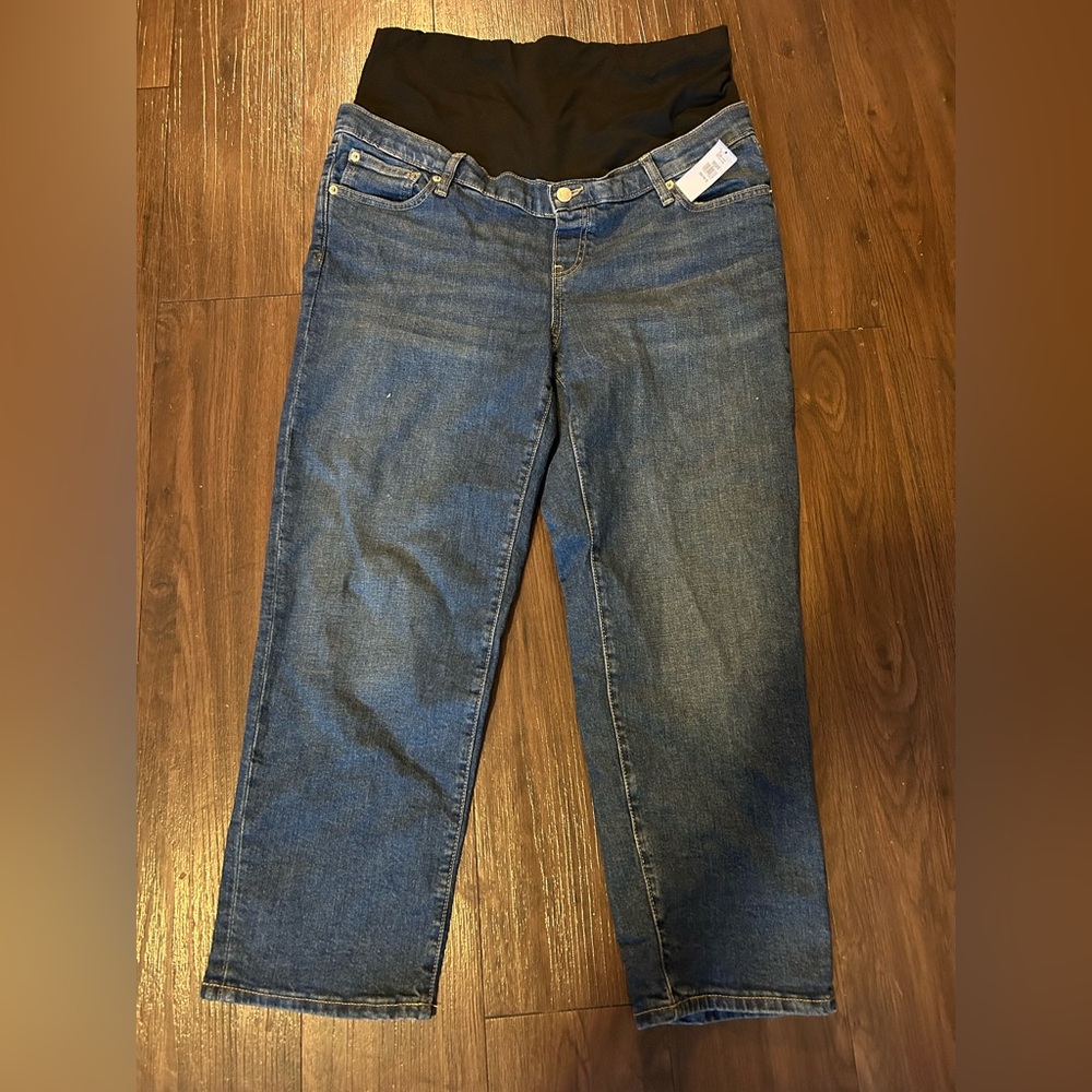 GAP Women's Maternity True Waistband Full Panel Girlfriend Jeans